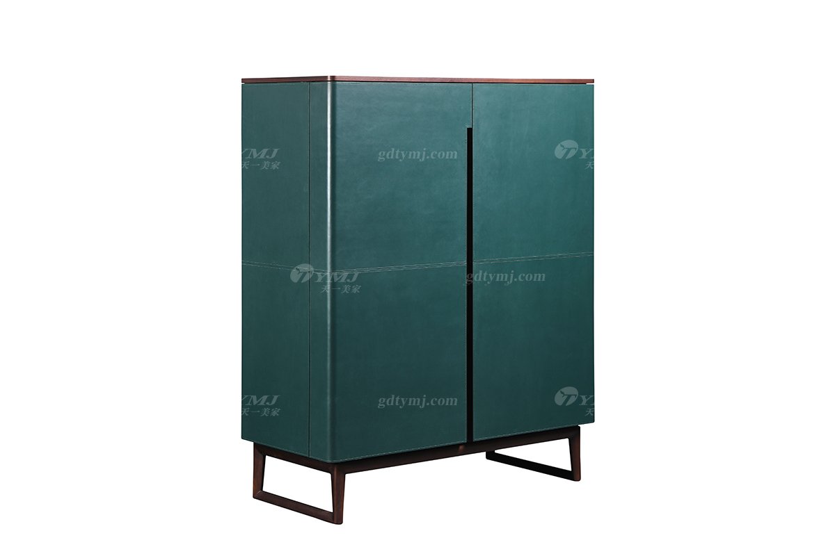 现代时尚麻豆黄色网站免费观看品牌高档家具餐厅绿色皮艺+白蜡实木酒柜JG-06酒柜1